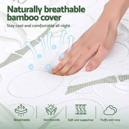 Bamboo cover wedge pillow with white fabric and green stripe pattern