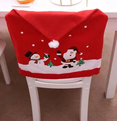 2pcs Christmas Chair Cover Set | Santa Claus and Snowman Print, Perfect for Dining Room, Kitchen, Living Room, Office, Hotel, Banquets Decorations, Ideal for Winter Holiday Season Parties and Festive Events, Polyester Fabric, Machine Washable