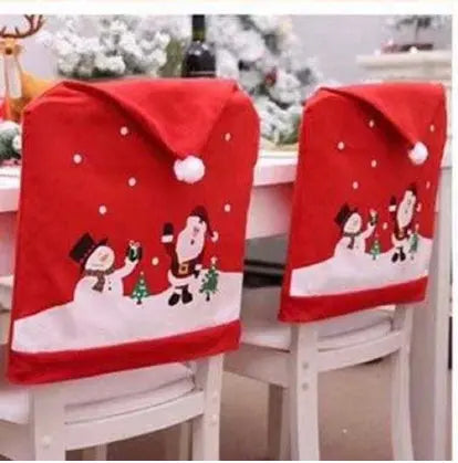2pcs Christmas Chair Cover Set | Santa Claus and Snowman Print, Perfect for Dining Room, Kitchen, Living Room, Office, Hotel, Banquets Decorations, Ideal for Winter Holiday Season Parties and Festive Events, Polyester Fabric, Machine Washable