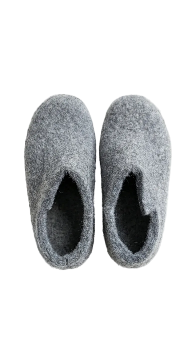 Kids Wool Felt Slippers – Handmade 100% NZ Wool Children's House Shoes | Neutral Tones