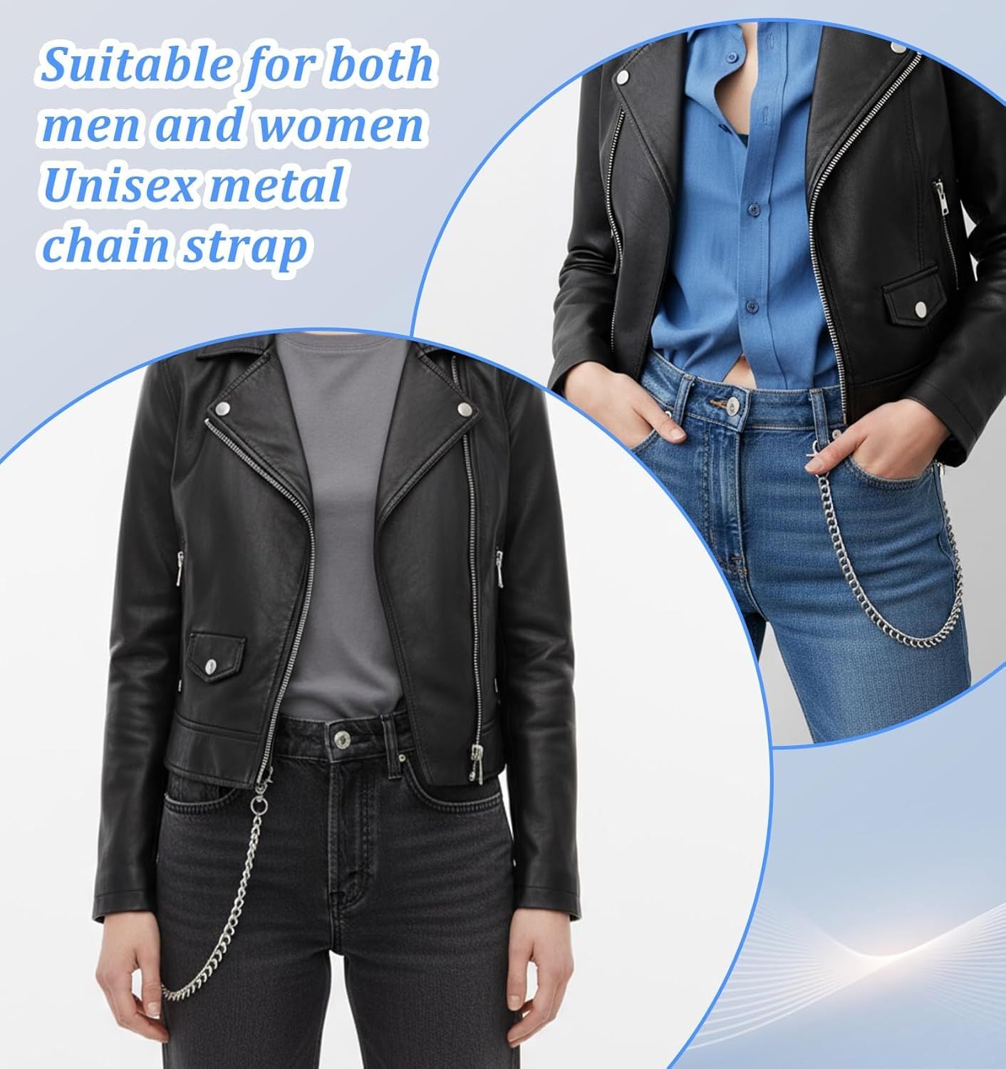 Pants Chain, Silver Durable Pants Chain Belt Wallet Chains for Men & Women Heavy Duty Metal Biker Clothing Jeans Chains Perfect for Jeans, Hip-Hop Punk Style Accessories