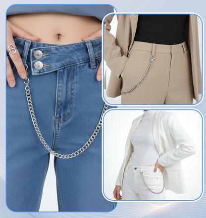 Pants Chain, Silver Durable Pants Chain Belt Wallet Chains for Men & Women Heavy Duty Metal Biker Clothing Jeans Chains Perfect for Jeans, Hip-Hop Punk Style Accessories