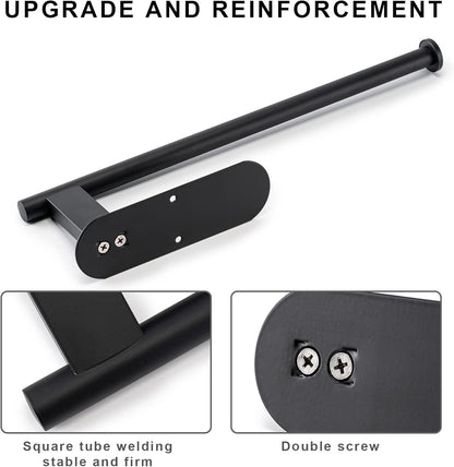 Paper Towel Holder, Upgrade SUS304 Stainless Steel Holder Under Cabinet, Bend-Resistant, Self-Adhesive or Drill mounting (Black) Black -