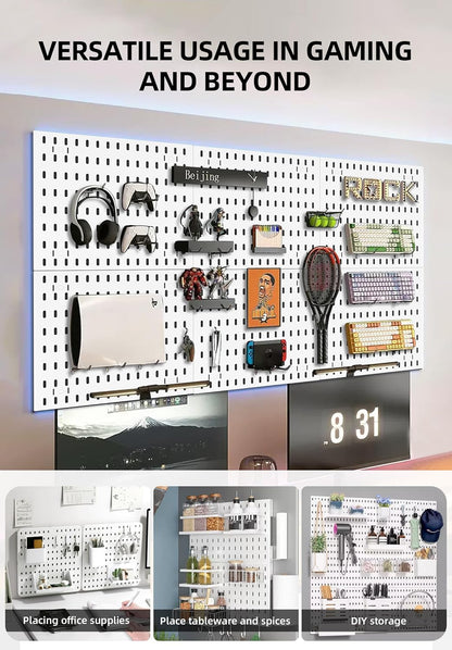 Pegboard Combination Kit with 4 Pegboards and 18 Accessories Modular Hanging for Wall Organiser
