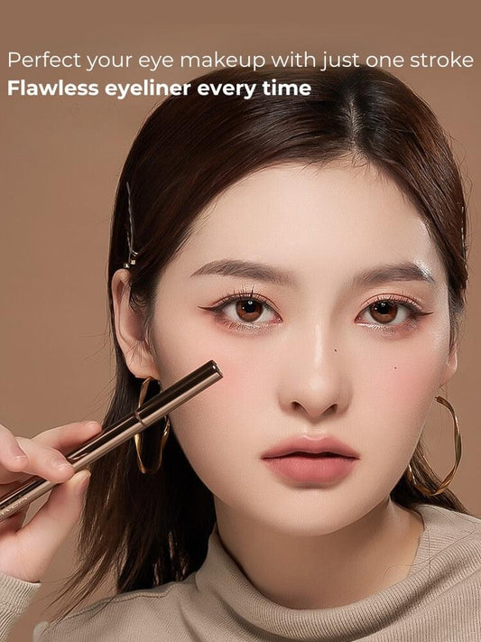 Woman applying waterproof liquid eyeliner with a slim precision tip eyeliner pen