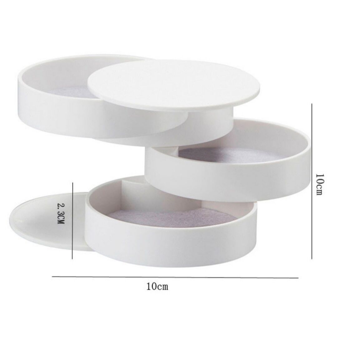 Pink 4-Layer Rotating Jewelry Storage Box - Dust-Proof Velvet Lined Organizer for Rings, Coins, and Hair Accessories (10x10CM)