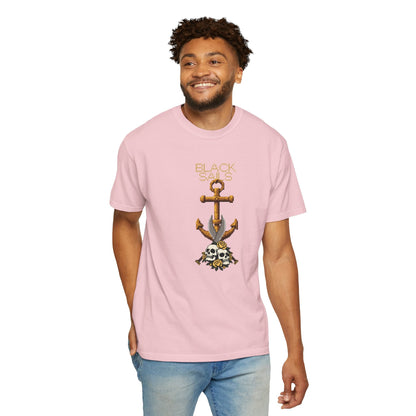 Anchor Skull Pixel Art Graphic Tee - Nautical Skull Printed Unisex T-Shirt | Comfort Colors 1717 Designed By Aprasi
