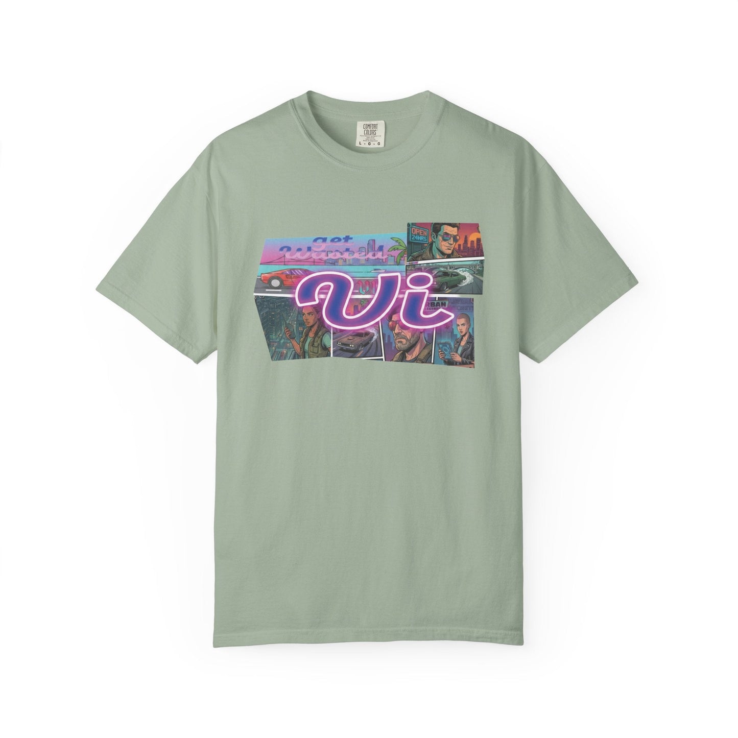 Vice City VI Retro Aesthetic Graphic Tee, Neon Miami Vibes  T-Shirt