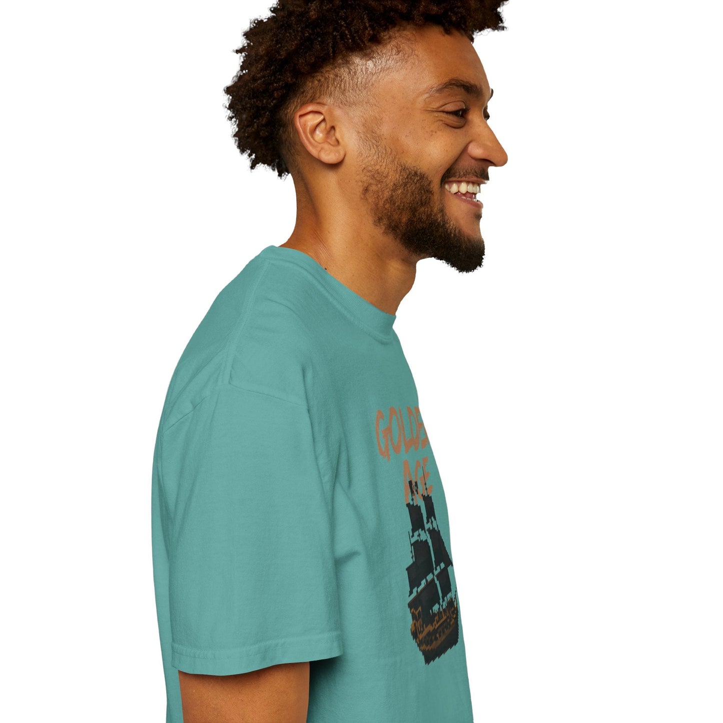Golden Age Retro Pixel Art Pirate Ship Graphic Tee | Unisex Comfort Colors 1717  Designed By Aprasi
