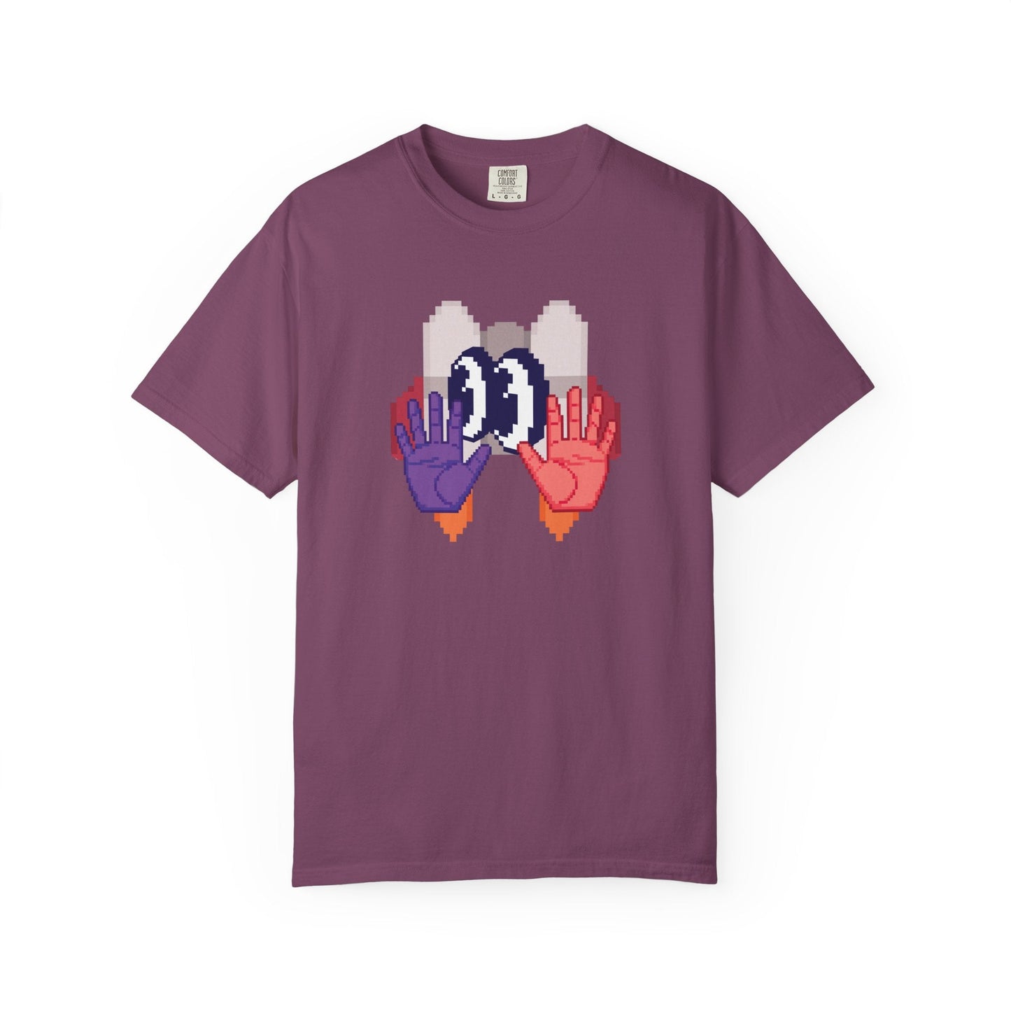 Retro Pixel Mechanical Hands Graphic Tee Garment Dyed Pixel Art Streetwear Shirt  Designed by Aprasi  S to 3XL