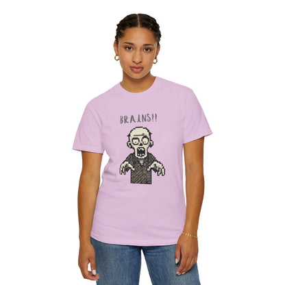 Pixel Zombie 'BRAINS!!' T-Shirt  By Aprasi