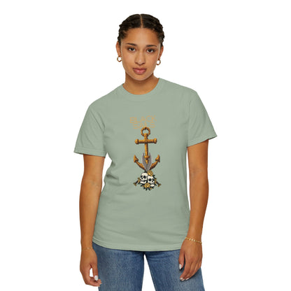 Anchor Skull Pixel Art Graphic Tee - Nautical Skull Printed Unisex T-Shirt | Comfort Colors 1717 Designed By Aprasi