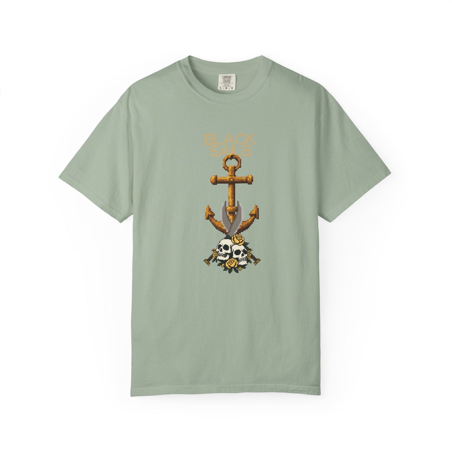 Anchor Skull Pixel Art Graphic Tee - Nautical Skull Printed Unisex T-Shirt | Comfort Colors 1717 Designed By Aprasi