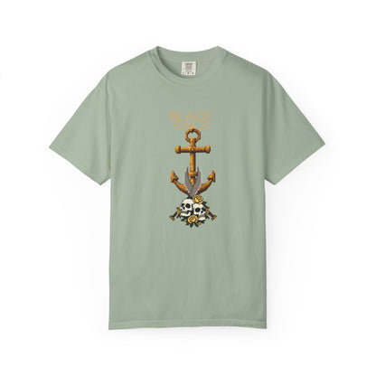 Anchor Skull Pixel Art Graphic Tee - Nautical Skull Printed Unisex T-Shirt | Comfort Colors 1717 Designed By Aprasi
