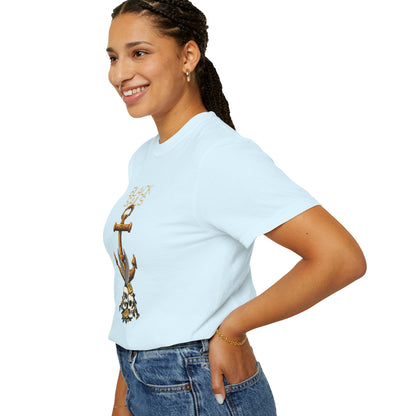 Anchor Skull Pixel Art Graphic Tee - Nautical Skull Printed Unisex T-Shirt | Comfort Colors 1717 Designed By Aprasi