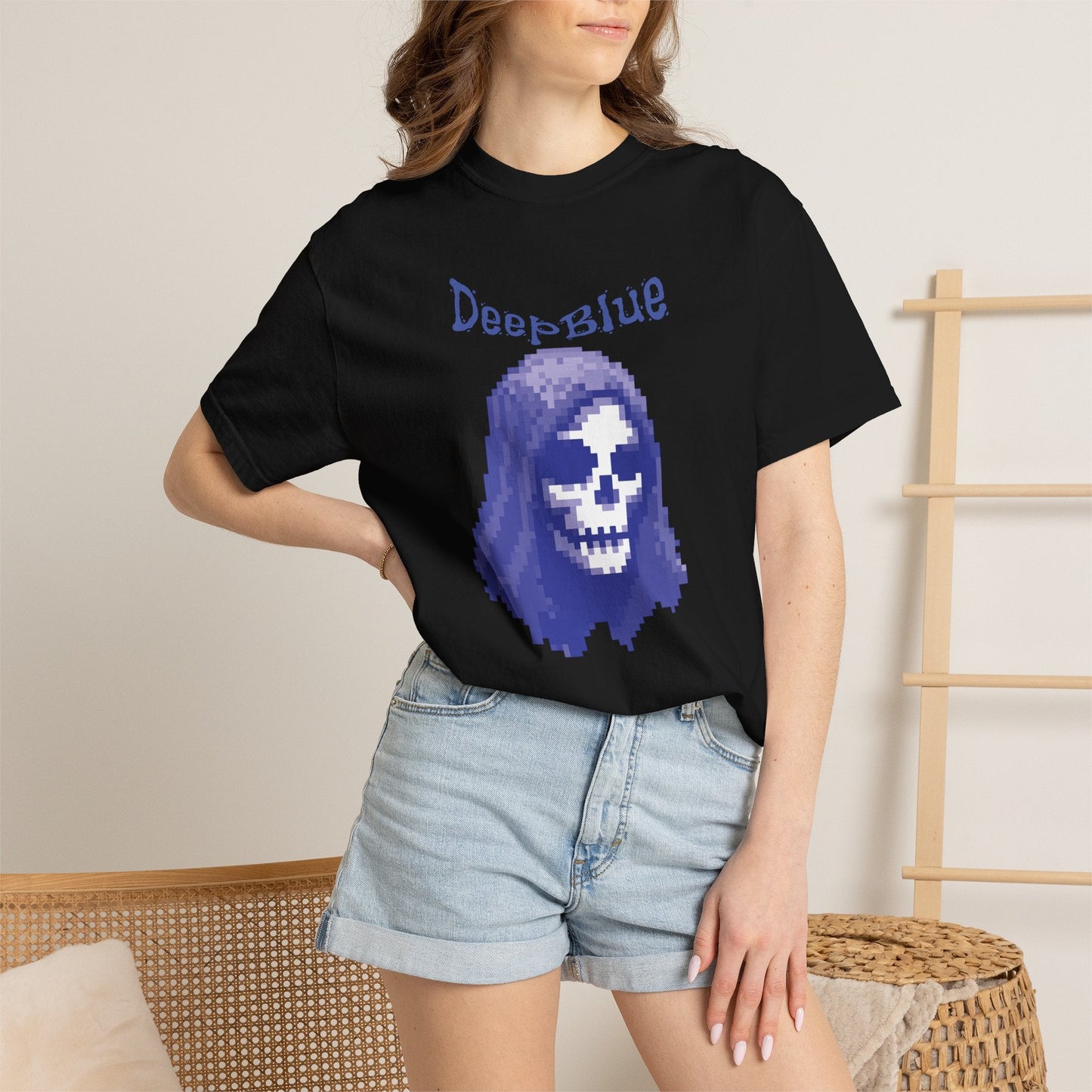 Resynced from the Deep Blue - Pixel Pirate Unisex Graphic Tee | Glitch Art Gamer Shirt By Aprasi