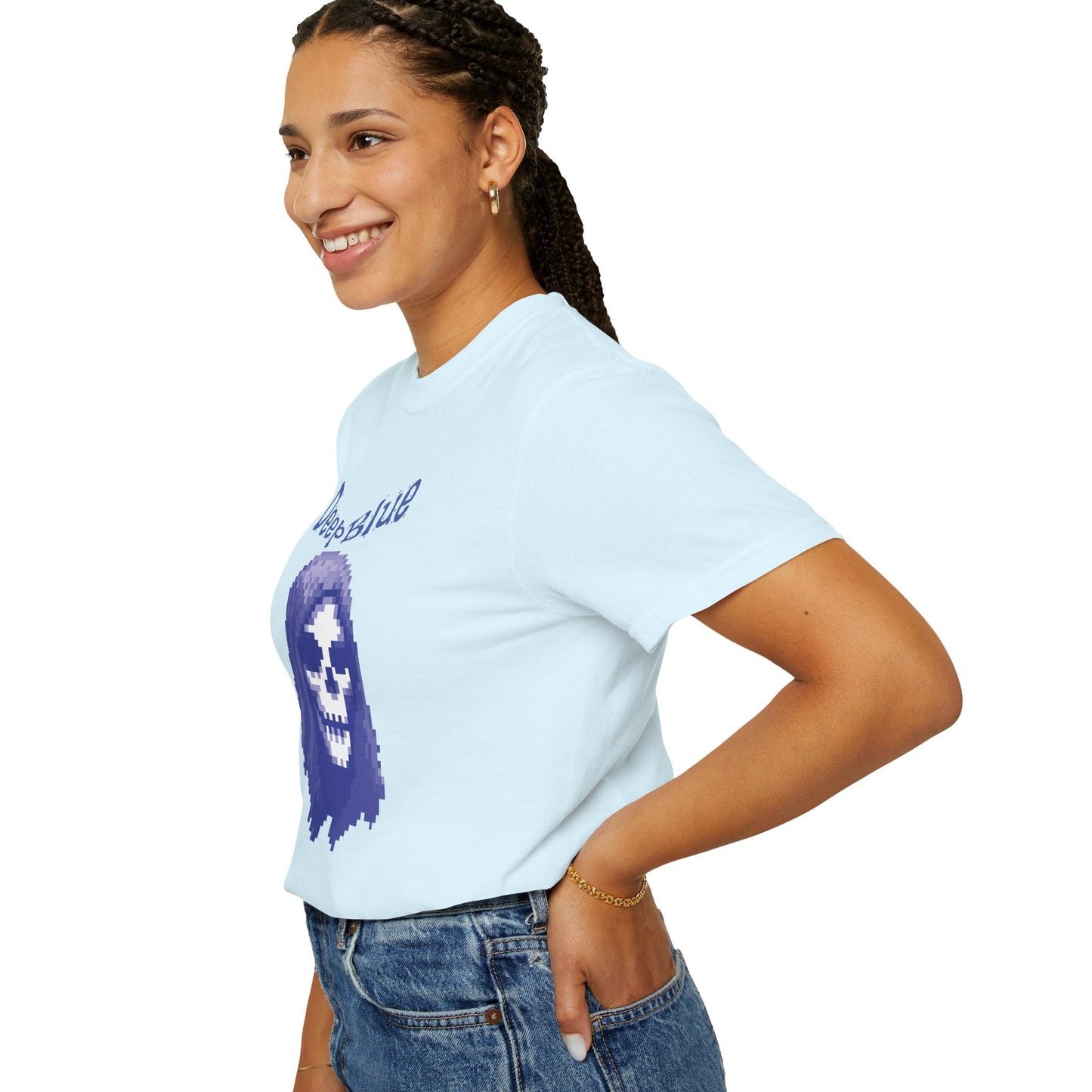 Resynced from the Deep Blue - Pixel Pirate Unisex Graphic Tee | Glitch Art Gamer Shirt By Aprasi