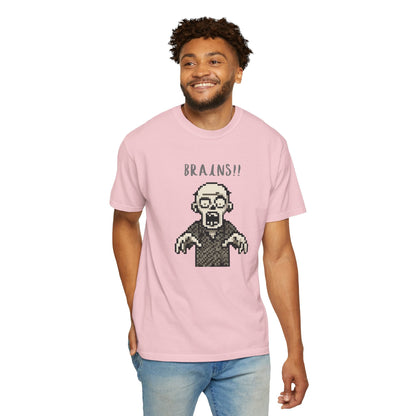 Pixel Zombie 'BRAINS!!' T-Shirt  By Aprasi