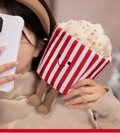 Soft Popcorn Plush - 8-Inch Movie Theater Stuffed Toy & Kawaii Pillow