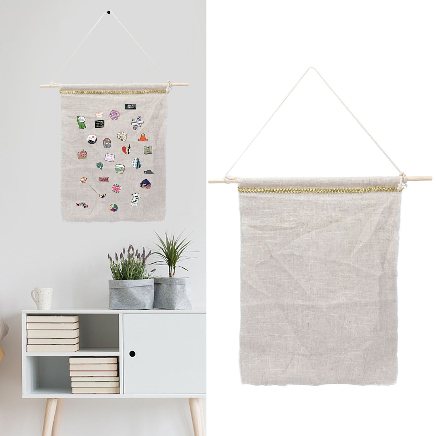 Pockets Cotton Linen Wall Hanging Earrings Storage Bags Multifunctional Home Decor Hanging BagS