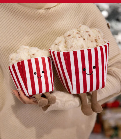 Soft Popcorn Plush - 8-Inch Movie Theater Stuffed Toy & Kawaii Pillow