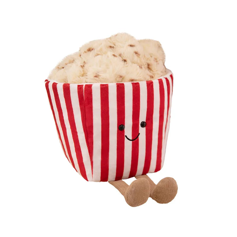 Soft Popcorn Plush - 8-Inch Movie Theater Stuffed Toy & Kawaii Pillow