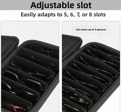 Portable 4-Slot Sunglasses Organiser Case Hard Shell EVA Storage Box Travel Holder with Mesh Pocket 22cm Black