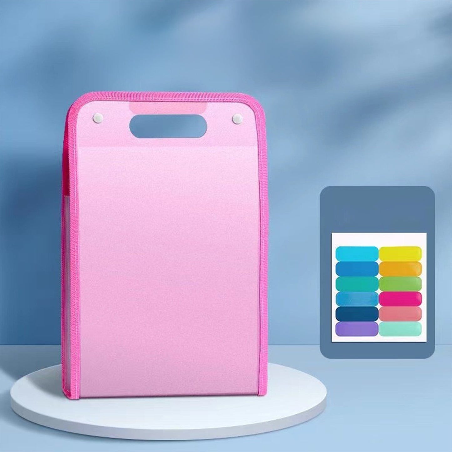 Portable Vertical Expanding Accordion Folder with 13 Pockets, Large Capacity File Organizer Bag A4 Letter Size P-ink