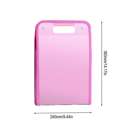 Portable Vertical Expanding Accordion Folder with 13 Pockets, Large Capacity File Organizer Bag A4 Letter Size P-ink