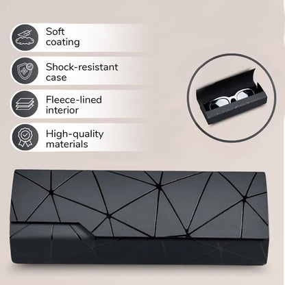 Premium Eyeglass Case - Retro Japanese Style - Sunglass Storage - Fashionable Geometric Pattern - Stylish Eyeglass Case - Durable and Shock-Resistant - Unisex - Black