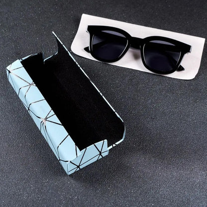 Premium Eyeglass Case - Retro Japanese Style - Sunglass Storage - Fashionable Geometric Pattern - Stylish Eyeglass Case - Durable and Shock-Resistant - Unisex - Blue