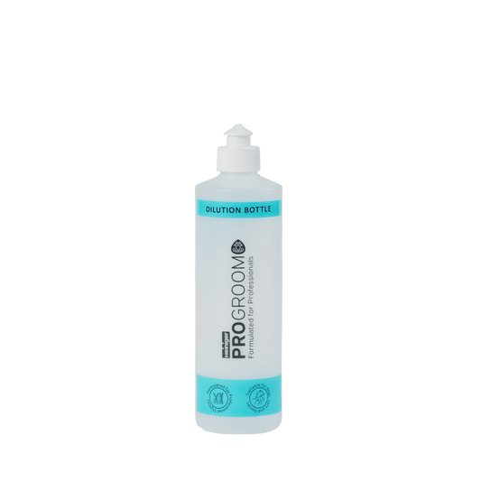 Dilution bottle with teal label and flip-top cap
