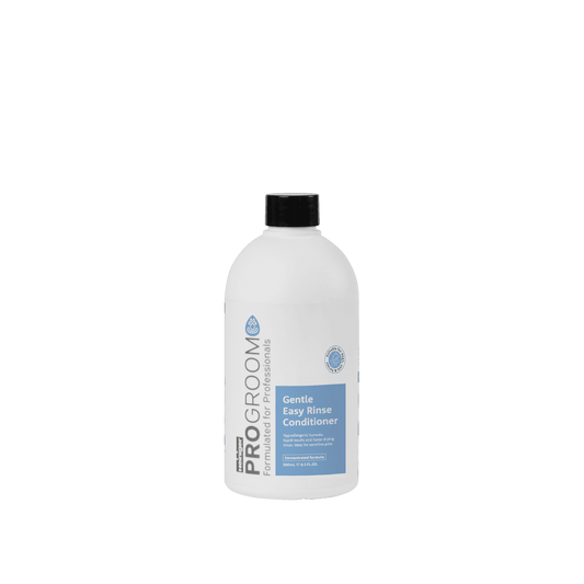 Progroom Gentle Easy Rinse Conditioner bottle, white with black screw cap