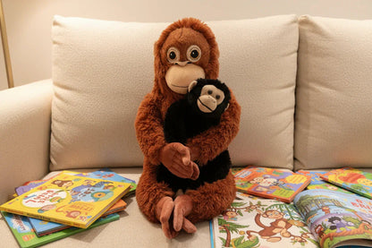 Punch Plush: Baby Japanese Macaque & Orangutan Hugging Plush Set