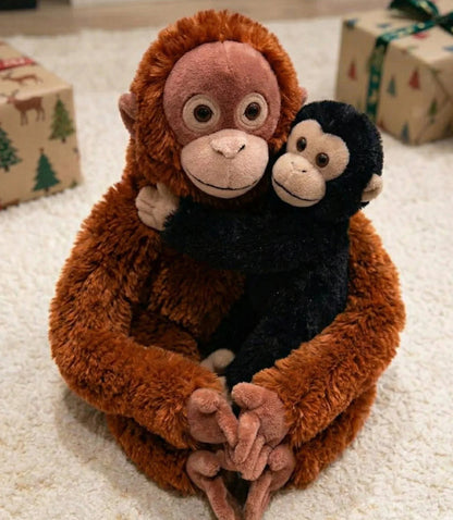 Punch Plush: Baby Japanese Macaque & Orangutan Hugging Plush Set