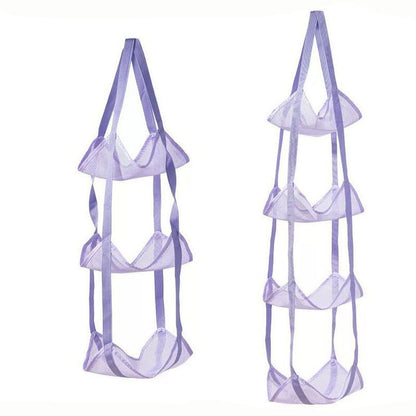 Purple 3-Layer + 4-Layer Hanging Mesh Storage Bag Set for Balls Toys and Sports Gear
