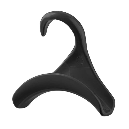 Black plastic arc door closet hanger hook with double curved prongs