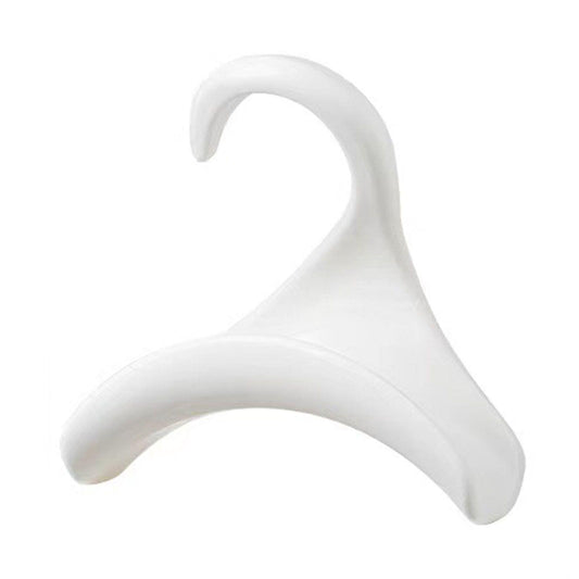 White purse hanger hook, arched top and curved cradle for holding bags