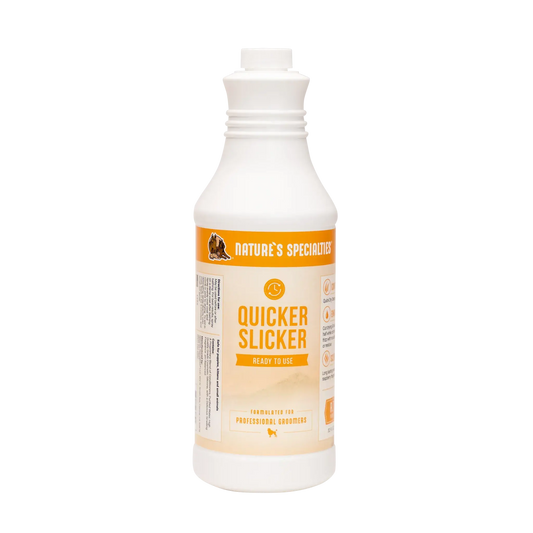 Ready-to-use spray bottle with white cap and orange Quicker Slicker label by Nature's