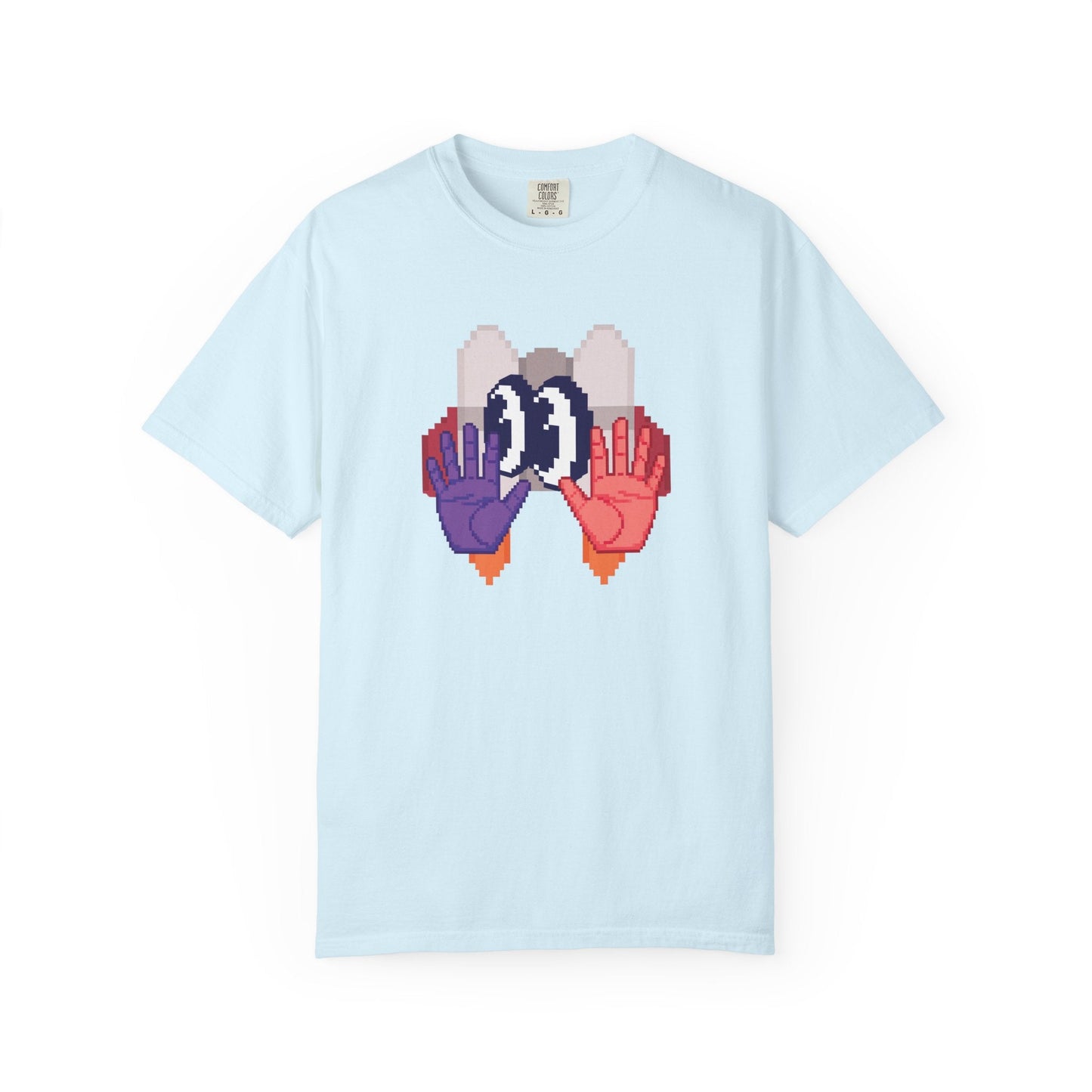Retro Pixel Mechanical Hands Graphic Tee Garment Dyed Pixel Art Streetwear Shirt  Designed by Aprasi  S to 3XL
