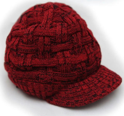 Mens Fashion Knitted Beanies Hats Wintera Ladies Unisex Baggy Beret Cap Hat Black