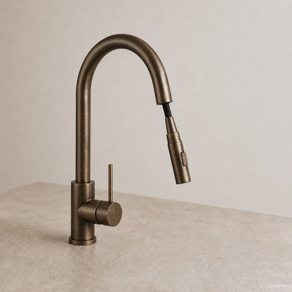 Reno Pull-Out Kitchen Mixer - Antique Brass