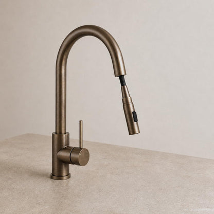 Reno Pull-Out Kitchen Mixer - Antique Brass