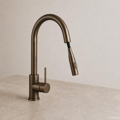 Reno Pull-Out Kitchen Mixer - Antique Brass