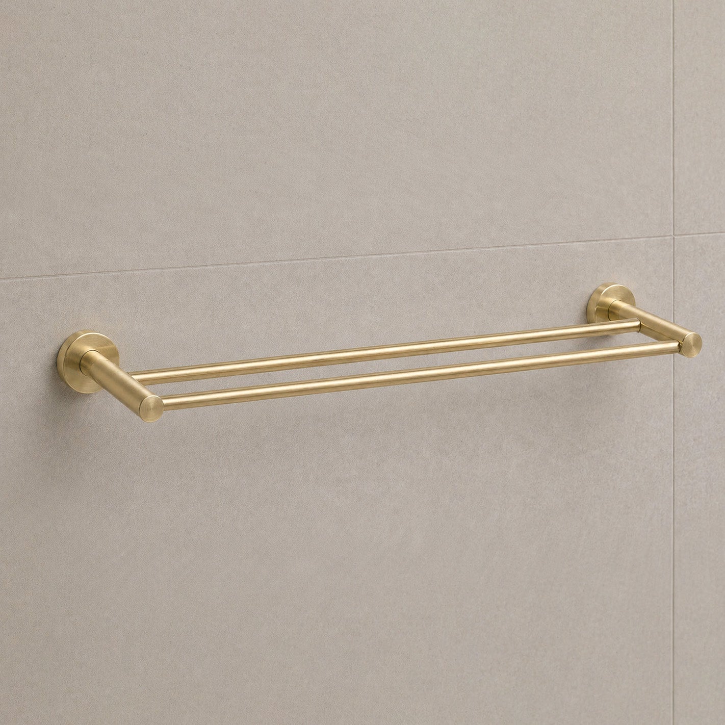 Reno Double Towel Rail - Brushed Brass