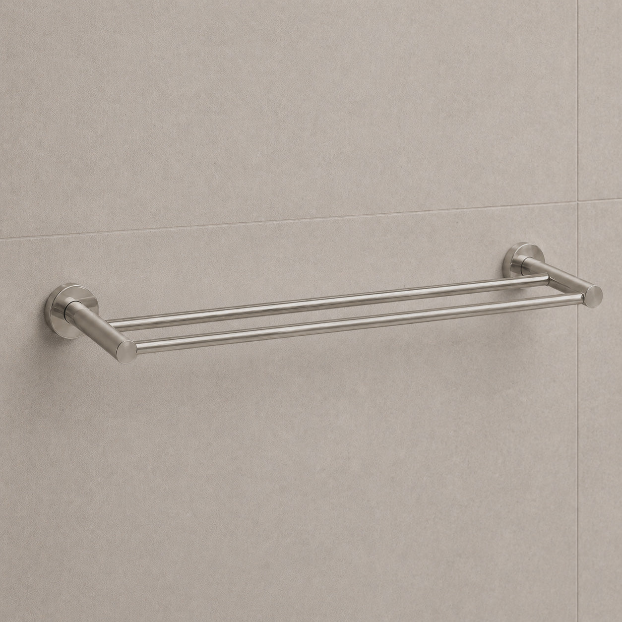 Reno Double Towel Rail - Brushed Nickel