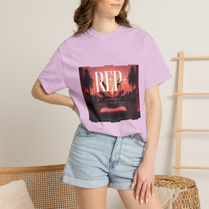 REP+ Retro Muscle Car Sunset Synthwave Streetwear Tee