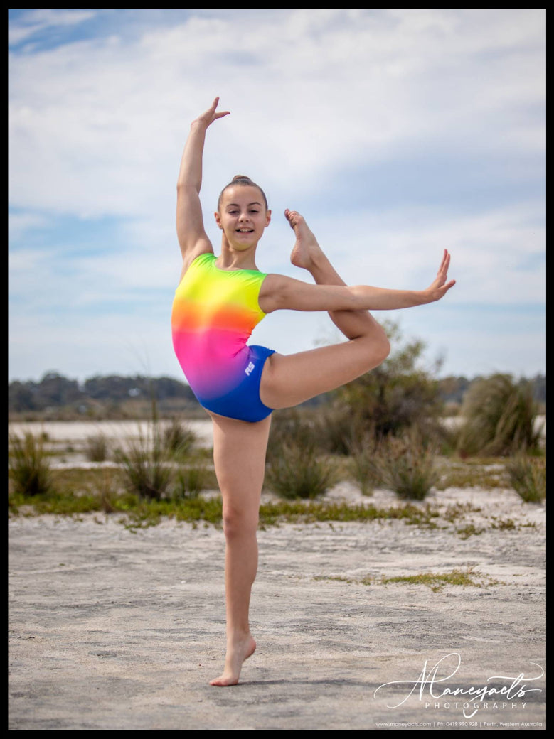 RSG-482 Sleeveless Leotard - Neon Rainbow
