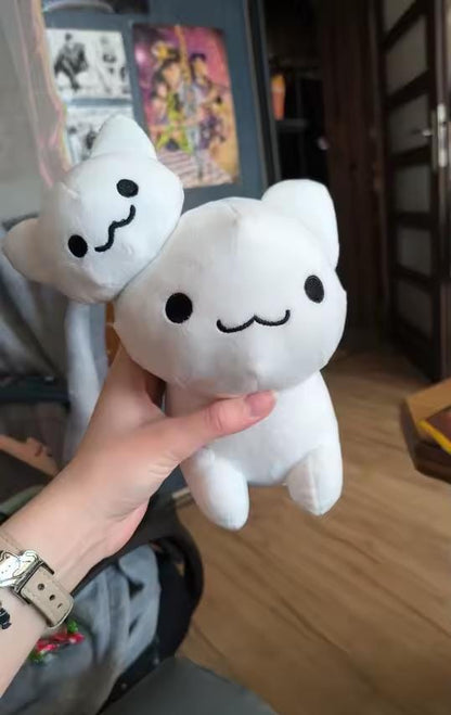 Two Headed White Cat Plushie and Cool Sunglasses Grey Mouse Plush Cat Breeding Sim RPG Plushies