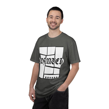 Wanted Graphic Tee Window Grid Design with wanted printed Tees